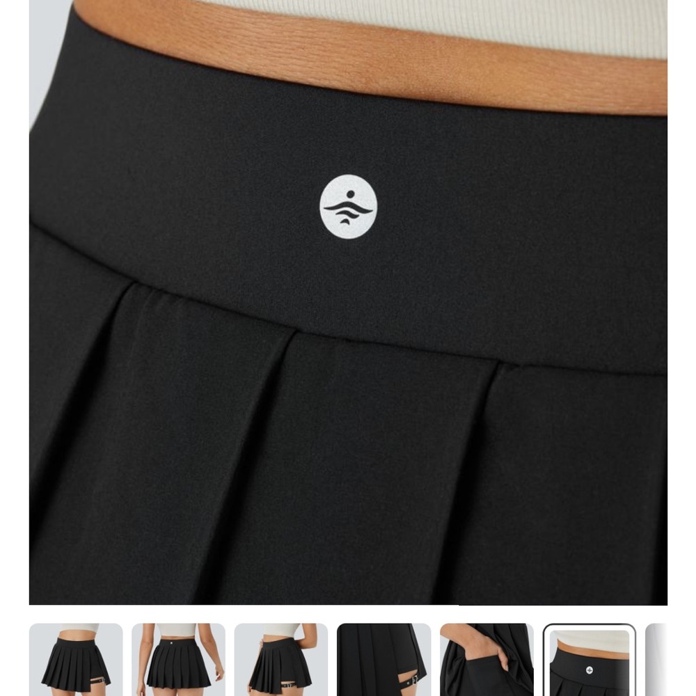 HALARA Black Pleated Mini Skirt with Buckle Strap Detail - Picture 10 of 11